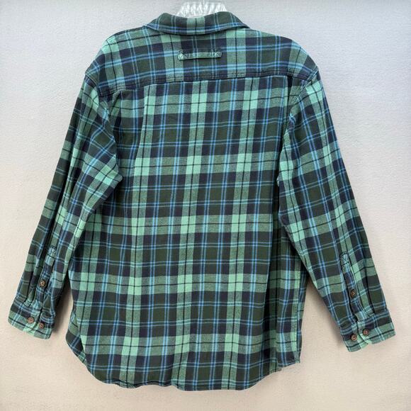 Duluth Trading Co. Plaid Flannel Shirt Shacket Men's XL Green Blue Black Fall - Picture 2 of 6